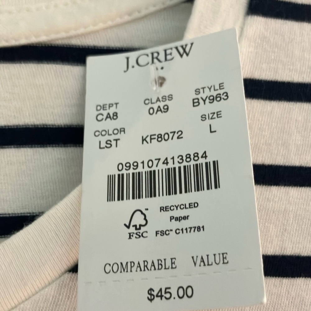 NWT J. Crew Navy and White Striped Tee with Red Lobster - Picture 4 of 4
